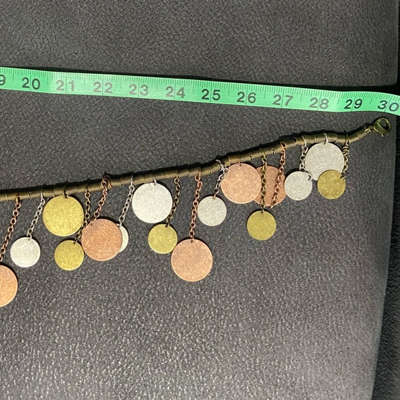 Vintage women silver, copper and brass tone coins chain belly dancer belt. Used. - Picture 6 of 8